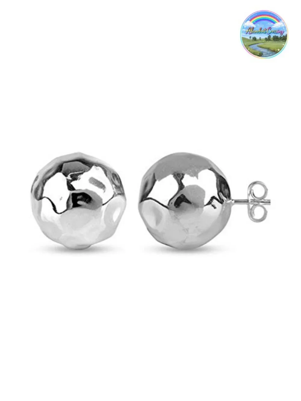 925 Sterling Silver Ball Post Stud Earrings for Women Hammered Round